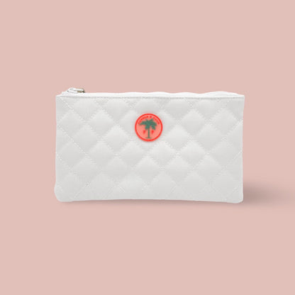 A quilted white pickleball ball pouch